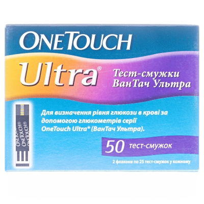 Тест-смужки One Touch Ultra для глюкометра 50 штук